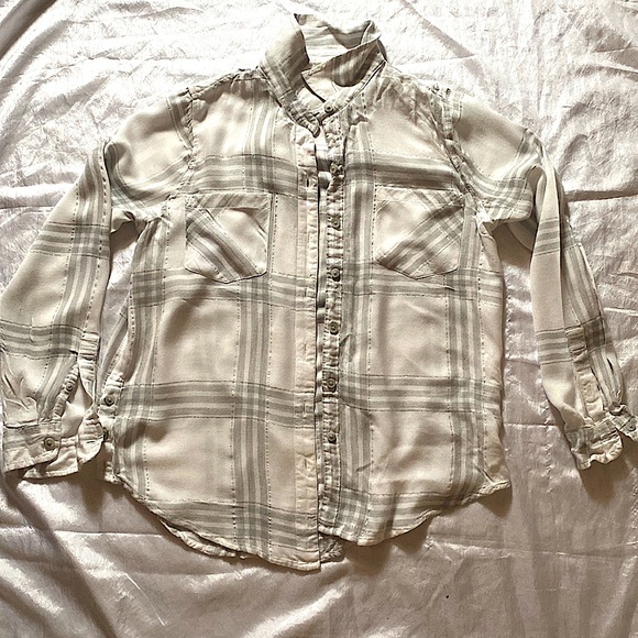 Lucky Brand -Button side ,white plaid shirt .size small - Picture 1 of 4